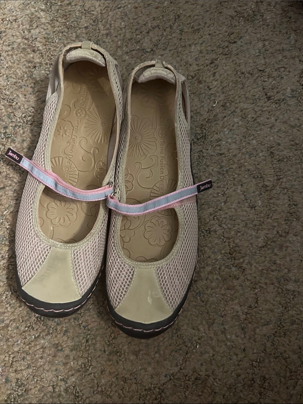 Jambu Beige and Light Pink Mary Jane Flats